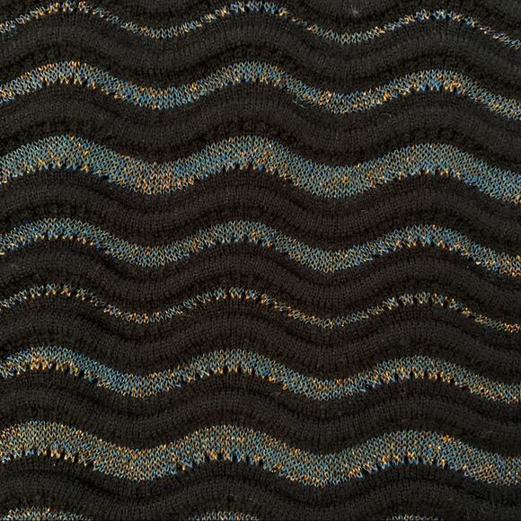 TORY BURCH Navy Copper Metallic Long Sleeve Peplum Long Sleeve Sweater Large - Picture 2 of 7